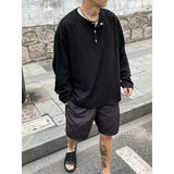 Riolio  Big Size Unicolor T Shirts for Men Baggy Pullover Plain Oversize Male Clothes Long Sleeve Tops Polyester It Elasticity Japan Y2k