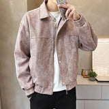 Riolio American Street Style Men's Jacket Handsome Trendy Jacket with Retro Collar Design and Rivet Decoration Double Door Front Coat