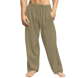 Riolio  New Men's Cotton Linen Loose Pants Male Summer Casual Solid Color Pants trousers Plus Size S-3XL
