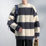 Riolio New Patchwork Sweater Trend High Street Fashion Autumn Winter Warm Men's Top Hip-hop Street Knitted Pullover