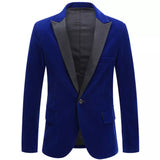 Riolio Men's Fashion Trend Velvet Groom Tuxedo Slim Fit Wedding Party Dress Business Casual Suit Jacket Banquet Single Blazers Coat