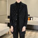 Riolio High-end Feel Men Fashion Handsome All Woolen Coat Suit Collar Long Trench Coat Woolen Coat Thick Casual  Winter Jacket Men