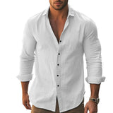 Riolio  European and American cross-border new casual solid color longsleeved shirt cotton lapel button-down long-sleeved beach shirt