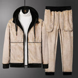 Riolio Men Winter Fashion Plus Size Casual Hoodies+Pants Set Hooded Clothes 2023 Thick Sportswear Warm Fleece Tracksuit Mens Warm Sets