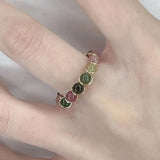 Riolio Healing Crystal Natural Stone Bead Ring Men Women Handmade Beaded Bohemian 7 Chakra Meditation Spiritual Jewelry Gifts