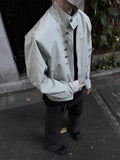 Riolio American Retro Multi-button Stand Collar Design Jacket Men Korean Hip Hop Coat High Street Hip-hop Solid Color Classic Jacket