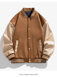 Riolio Bomber Wool Coat Premium Varsity Leather Wool Jacket High Street Jacket Men's Varsity Baseball College Leather Sleeves