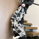 Riolio  Men's Baggy Straight Leg Wide Leg  Pants Male Fashion Wash painting Casual Pants Youth Popular Brand Streetwear Trousers