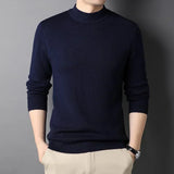Riolio  Brand New Men's Cashmere Sweater Half Turtleneck Men Sweaters Knit Pullovers for Male Youth Slim Knitwear Man Sweater