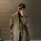 Riolio  Winter Korean Style Men's Mid-length Coats Germanism Vintage Loose Light Luxury Overcoat Casual Long Sleeve Jackets M-3XL