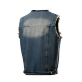 Riolio  Denim Vest Men Sleeveless Vintage Moto Biker Jean Jacket Coat Fashion Casual Men’s Hip Hop Denim Waistcoat Ripped Streetwear