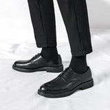 Riolio  Classic Brogue Office Leather Shoes Men Casual Business Leather Shoes Korean Formal Oxford Men's Dress Shoes