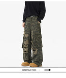 Riolio  Ripped Camo Jeans Men 2025 New Loose Straight Leg Denim Pants Outdoor Hiking Trousers Casual Comfort Street Style Fashion