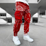 Riolio  Independent Station New Cashew Flower Casual Sports Harem Pants Men's Loose High Street Multi-Pocket Cargo Pants