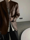 Riolio American Leather Jacket Retro Outfit Handsome High-end Men's Niche Shoulder Pad Suit Black PU Leather Jacket Chic Streetwear
