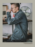 Riolio Retro Vertical Striped Denim Shirt Heavy American Casual Vintage Workwear Clothes Washing Old Pockets Long-sleeve Shirt