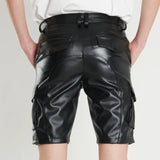 Riolio  Summer Men's Punk Techwear Streetwear Trendy Casual Fashion Leather Zipper Stylish Ins Chic Multi-Pocket Shorts