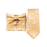 Riolio  Business Men Tie Set With Bowtie Pocket Square Cufflinks Necktie Suit Set Paisley Dot Floral Style New Fashion Classic Bow Tie