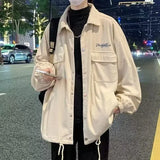 Riolio Autumn Corduroy Cargo Jacket For Men Y2K Vintage Embroidered Button Jacket New Casual Baggy Ropa Hombre Blouse Coats