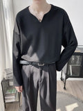 Riolio Light Luxury Top High-end Niche Designer V-neck Long-sleeved T-shirt Men Spring Autumn Trendy Versatile Base Shirt Aesthetic