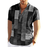 Riolio Vintage Men's Shirt 3D Fashion Patchwork Printing Shirts Oversized Casual Short-Sleeved Summer Streetwear Men Clothing Tees Tops