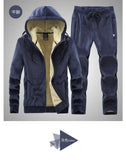 Riolio Hooded Sweat shirt+Pant 2-piece Sets Men Set Sports Suit Fleece Thickened Sportswear Casual Men Tracksuit Winter male Tracksuit