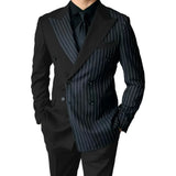 Riolio  Luxury Men's  Striped Suits Slim Fit Peak Lapel 2 Pieces Blazer and Pants Set for Wedding Prom  Evening Party