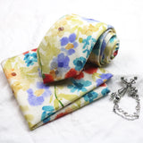 Riolio  3pcs Neck Ties Set Winter Style Floral Necktie For Men Women Pocket Square Daily Wear Brooches Wedding Groom Tuxedo Accessories