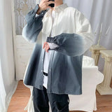 Riolio  Hong Kong Style Small Fresh Gradient Color Long-sleeved White Shirt Korean Style Trendy Shirt Men's Versatile Loose