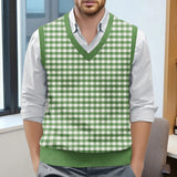 Riolio  Top For Man Chess Vest Waistcoat Diamond Grid Woolen Sweater Vest Sleeveless Jackets For Men Vest Men Chaleco Lana