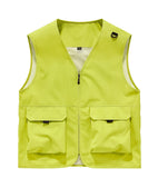 Riolio  Men Multi Pocket Utility Work Vest V Neck Full Zip Sleeveless Jacket Lightweight Outdoor Photography Fishing Cargo Waistcoat