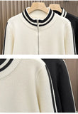 Riolio New Korean Fashion Men Cardigan Coat Light Luxury Trendy Knit Zipper Long Sleeve Sweater Jackets High Quality Patchwork Knitwear
