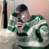 Riolio Autumn Winter Striped Sweater Men Casual Knitted Pullover Korean Fashion Streetwear Men Clothing New Oversized Sweater Male