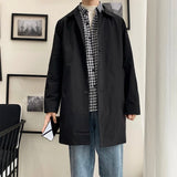 Riolio Men's Jackets Spring Single Breasted Medium-Long Trench Coat Male Solid Color Khaki Coat Windbreaker Plus Size 4XL 5XL