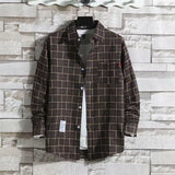 Riolio  Plaid Male Top with Pocket Long Sleeve Men's Shirt and Blouse Designer Slim Fit Casual Cheap Brand Button Fashion