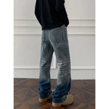 Riolio  Mens Straight Leg Jeans Business Casual Vintage Blue Denim Pants for Middle Aged Man Classic Fit man trousers
