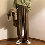 Riolio  Solid Color Men New Versatile Trousers Elastic Strap Straight Loose Casual Pants