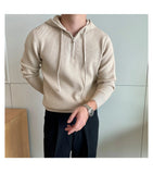 Riolio  New British Leisure Men's Hooded Sweater Trendy Zip-up Preppy Style Slim-fit Long Sleeve Hoodies Casual Vintage Warmth Knitwear