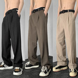 Suit Pants Men Fashion Society Mens Dress Pants Korean Loose Straight Wide Leg Pants Mens Trousers M-2XL