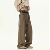Riolio  Men's Trendy Washed Workwear Jeans Men's Loose Straight-Leg Wide-Leg High Street Casual Long Pants