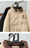 Riolio  Autumn and Winter American Street Trendy Men and Women Personalized Thick Jacket Couple Loose Retro Stand up Collar Harajuku Top