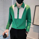 Riolio  High-end Color Block Shirt Men's Long-sleeved Fashionable Casual Shirt Fashionable Trendy Men