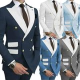 Riolio  Elegant Slim Fit Men's Tuxedo Suit 2-Piece Blazer And Pants Set Peak Lapel Wedding Evening Party Attire