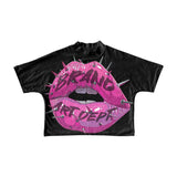 Riolio Harajuku High Definition Lips Graphic T Shirts Print Gothic Casual Streetwear Y2k Tops Goth Vintage Oversized Men Clothes
