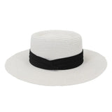 Riolio  Flat Concave Top Paper Straw Hat Spring Summer Women Men Wide Brim Beach Sun Hat Boater Style Fedora Party Cap Sombrero Hombre