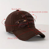 Riolio  Unisex Back Text Embroidery Street Distressed Hole Multi-Layer Fabric Baseball Cap Adjustable Size Solid Color Couples Friends