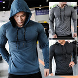 Riolio Mens Fitness Tracksuit Running Sport Hoodie Gym Joggers Hooded Workout Athletic Clothing Muscle Training Sweatshirt Tops