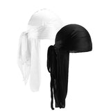 Riolio 2PCS/LOT Unisex Men Women Satin Breathable Silky Durag Long Headwear