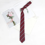 Riolio  Burgundy Luxury 7CM Ties for Women Mens Fashion Necktie Stripes Groom Neck Tie Wedding Party College Style Tie JK Accessories