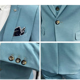 Riolio  ( Jacket + Pants ) Brand Solid Color Formal Casual Business Office Double Buttons Suit Two-pcs Set Groom Wedding Dress Party